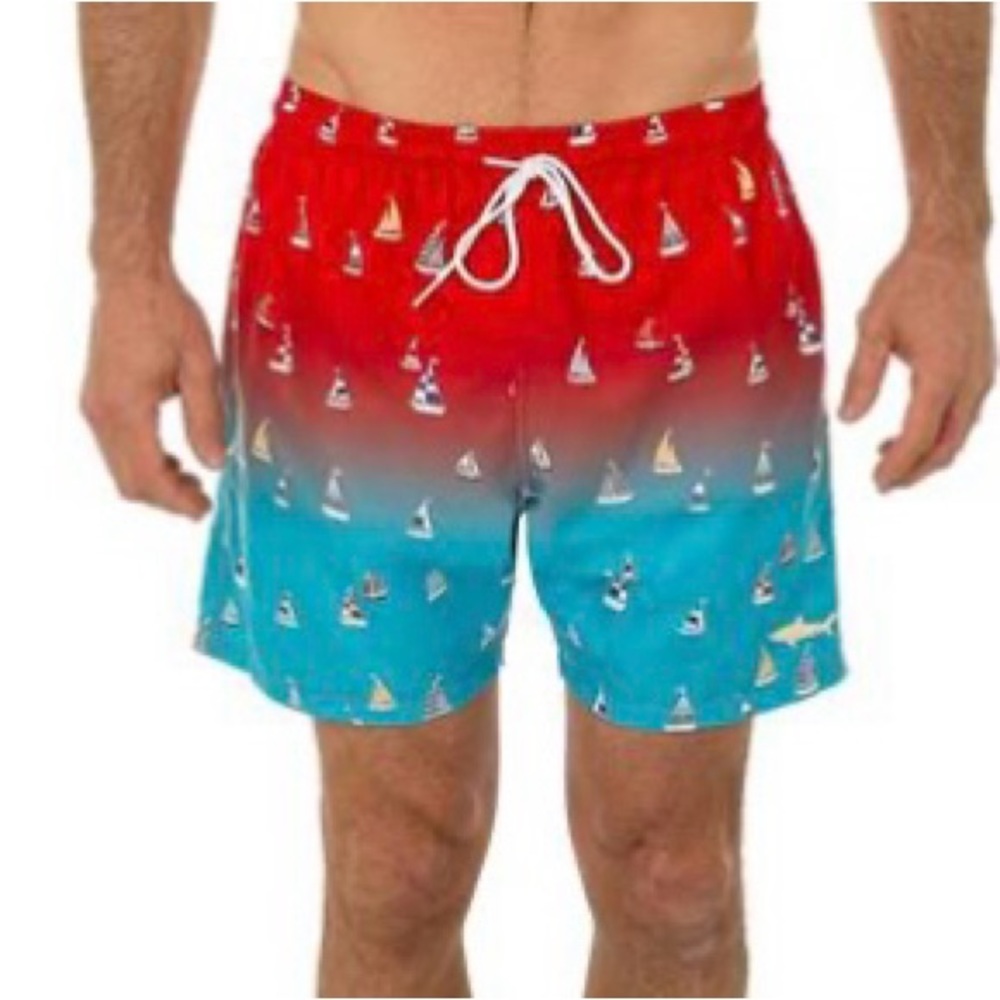 Uzzi Unisex Swim Print Shorts Red Medium